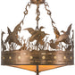 Meyda Lighting Ducks in Flight 24" 4-Light Antique Copper Semi-flush Mount Ceiling Light With Amber Mica Shade Glass