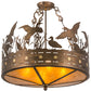 Meyda Lighting Ducks in Flight 24" 4-Light Antique Copper Semi-flush Mount Ceiling Light With Amber Mica Shade Glass