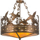 Meyda Lighting Ducks in Flight 24" 4-Light Antique Copper Semi-flush Mount Ceiling Light With Amber Mica Shade Glass