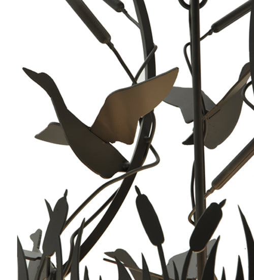 Meyda Lighting Ducks in Flight 24" 4-Light Oil Rubbed Bronze Inverted Pendant Light With Statuario Idalight Shade