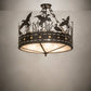 Meyda Lighting Ducks in Flight 24" 4-Light Oil Rubbed Bronze Semi-flush Mount Light With Silver Mica Shade Glass