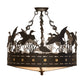 Meyda Lighting Ducks in Flight 24" 4-Light Oil Rubbed Bronze Semi-flush Mount Light With Silver Mica Shade Glass