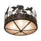 Meyda Lighting Ducks in Flight 24" 4-Light Oil Rubbed Bronze Semi-flush Mount Light With Silver Mica Shade Glass