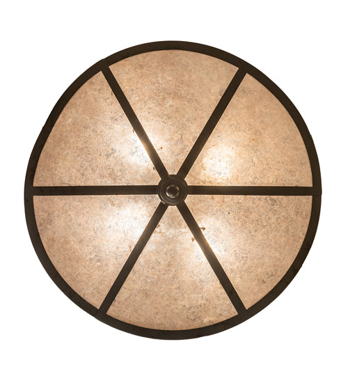 Meyda Lighting Ducks in Flight 24" 4-Light Oil Rubbed Bronze Semi-flush Mount Light With Silver Mica Shade Glass