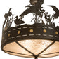Meyda Lighting Ducks in Flight 24" 4-Light Oil Rubbed Bronze Semi-flush Mount Light With Silver Mica Shade Glass