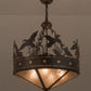 Meyda Lighting Ducks in Flight 24" 4-Light Timeless Bronze Inverted Pendant Light With Silver Mica Shade Glass