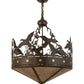 Meyda Lighting Ducks in Flight 24" 4-Light Timeless Bronze Inverted Pendant Light With Silver Mica Shade Glass
