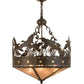 Meyda Lighting Ducks in Flight 24" 4-Light Timeless Bronze Inverted Pendant Light With Silver Mica Shade Glass