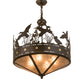 Meyda Lighting Ducks in Flight 24" 4-Light Timeless Bronze Inverted Pendant Light With Silver Mica Shade Glass