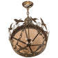 Meyda Lighting Ducks in Flight 24" 4-Light Timeless Bronze Inverted Pendant Light With Silver Mica Shade Glass