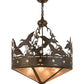 Meyda Lighting Ducks in Flight 24" 4-Light Timeless Bronze Inverted Pendant Light With Silver Mica Shade Glass