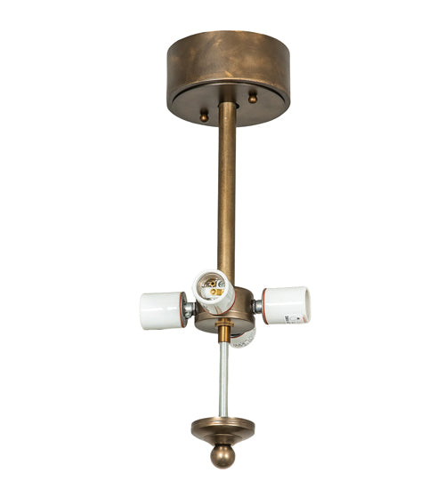 Meyda Lighting Ducks in Flight 246225 16" 4-Light Antique Copper Flush Mount Light With Amber Mica Shade Glass
