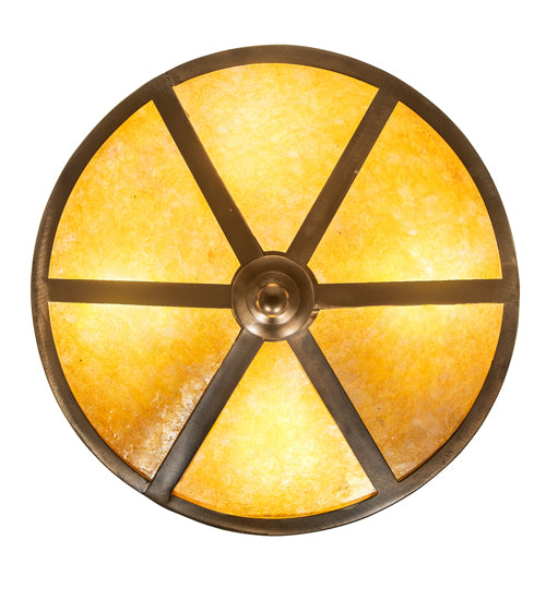 Meyda Lighting Ducks in Flight 246225 16" 4-Light Antique Copper Flush Mount Light With Amber Mica Shade Glass