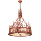 Meyda Lighting Ducks in Flight 26" 4-Light Rust Inverted Pendant Light With Silver Mica Shade Glass