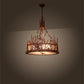 Meyda Lighting Ducks in Flight 26" 4-Light Rust Inverted Pendant Light With Silver Mica Shade Glass