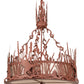 Meyda Lighting Ducks in Flight 26" 4-Light Rust Inverted Pendant Light With Silver Mica Shade Glass