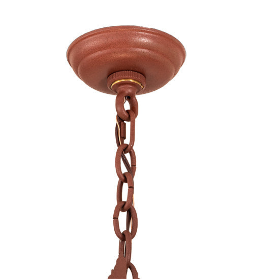 Meyda Lighting Ducks in Flight 26" 4-Light Rust Inverted Pendant Light With Silver Mica Shade Glass