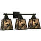 Meyda Lighting Ducks in Flight 28" 3-Light Black Wall Sconce With Silver Mica Shade Glass