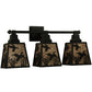 Meyda Lighting Ducks in Flight 28" 3-Light Black Wall Sconce With Silver Mica Shade Glass
