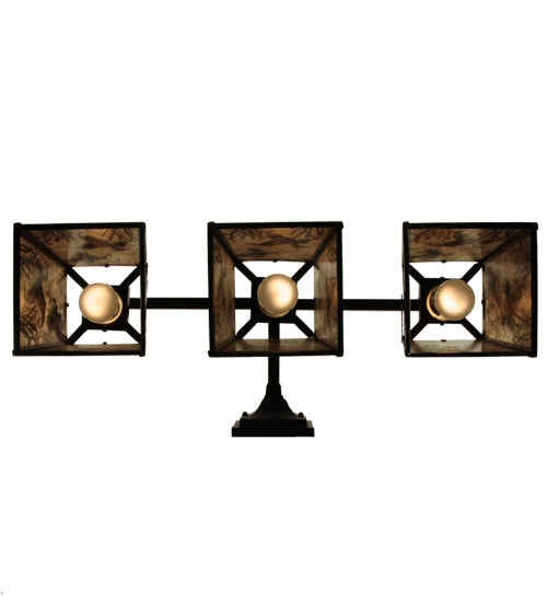Meyda Lighting Ducks in Flight 28" 3-Light Black Wall Sconce With Silver Mica Shade Glass