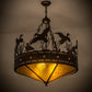 Meyda Lighting Ducks in Flight 30" 4-Light Antique Copper Inverted Pendant Light With Amber Mica Shade Glass