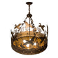 Meyda Lighting Ducks in Flight 30" 4-Light Antique Copper Inverted Pendant Light With Amber Mica Shade Glass