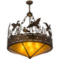 Meyda Lighting Ducks in Flight 30" 4-Light Antique Copper Inverted Pendant Light With Amber Mica Shade Glass