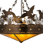 Meyda Lighting Ducks in Flight 30" 4-Light Antique Copper Inverted Pendant Light With Amber Mica Shade Glass