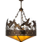 Meyda Lighting Ducks in Flight 30" 4-Light Antique Copper Inverted Pendant Light With Amber Mica Shade Glass
