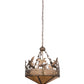 Meyda Lighting Ducks in Flight 32133 24" 4-Light Antique Copper Inverted Pendant Light With Amber Mica Shade Glass
