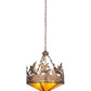 Meyda Lighting Ducks in Flight 32133 24" 4-Light Antique Copper Inverted Pendant Light With Amber Mica Shade Glass