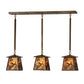 Meyda Lighting Ducks in Flight 36" 3-Light Antique Copper Island Pendant Light With Amber Mica Shade Glass