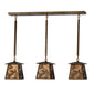 Meyda Lighting Ducks in Flight 36" 3-Light Antique Copper Island Pendant Light With Amber Mica Shade Glass