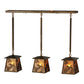 Meyda Lighting Ducks in Flight 36" 3-Light Antique Copper Island Pendant Light With Amber Mica Shade Glass