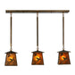 Meyda Lighting Ducks in Flight 36" 3-Light Antique Copper Island Pendant Light With Amber Mica Shade Glass