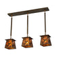 Meyda Lighting Ducks in Flight 36" 3-Light Antique Copper Island Pendant Light With Amber Mica Shade Glass