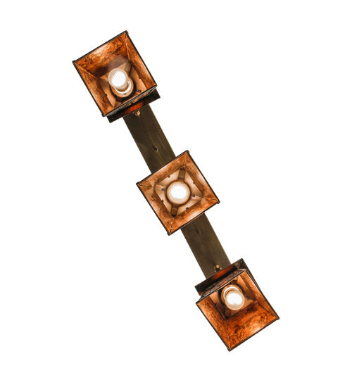 Meyda Lighting Ducks in Flight 36" 3-Light Antique Copper Island Pendant Light With Amber Mica Shade Glass