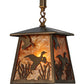 Meyda Lighting Ducks in Flight 36" 3-Light Antique Copper Island Pendant Light With Amber Mica Shade Glass