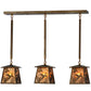 Meyda Lighting Ducks in Flight 36" 3-Light Antique Copper Island Pendant Light With Amber Mica Shade Glass