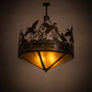 Meyda Lighting Ducks in Flight 36" 4-Light Antique Copper Inverted Pendant Light With Amber Mica Shade Glass