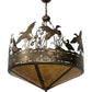 Meyda Lighting Ducks in Flight 36" 4-Light Antique Copper Inverted Pendant Light With Amber Mica Shade Glass