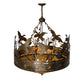 Meyda Lighting Ducks in Flight 36" 4-Light Antique Copper Inverted Pendant Light With Amber Mica Shade Glass