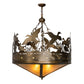 Meyda Lighting Ducks in Flight 36" 4-Light Antique Copper Inverted Pendant Light With Amber Mica Shade Glass
