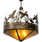 Meyda Lighting Ducks in Flight 36" 4-Light Antique Copper Inverted Pendant Light With Amber Mica Shade Glass