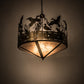 Meyda Lighting Ducks in Flight 36" 4-Light Antique Copper Inverted Pendant Light With Silver Mica Shade Glass