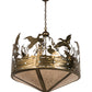 Meyda Lighting Ducks in Flight 36" 4-Light Antique Copper Inverted Pendant Light With Silver Mica Shade Glass