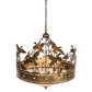 Meyda Lighting Ducks in Flight 36" 4-Light Antique Copper Inverted Pendant Light With Silver Mica Shade Glass