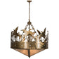 Meyda Lighting Ducks in Flight 36" 4-Light Antique Copper Inverted Pendant Light With Silver Mica Shade Glass
