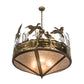 Meyda Lighting Ducks in Flight 36" 4-Light Antique Copper Inverted Pendant Light With Silver Mica Shade Glass