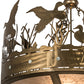 Meyda Lighting Ducks in Flight 36" 4-Light Antique Copper Inverted Pendant Light With Silver Mica Shade Glass